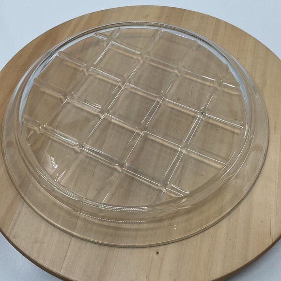 Vtg Indiana Glass 12" Heavy Round Flat serving Platter Clear w/ Diamond Under - Picture 5 of 10